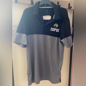 Adidas Men's IUPUI JAGUARS Polo Shirt Red Medium Short Sleeve Polyester Blend